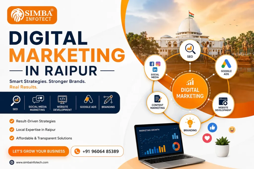 Grow your business in Raipur with expert digital marketing services. Get more leads, sales & online visibility. Contact us today!