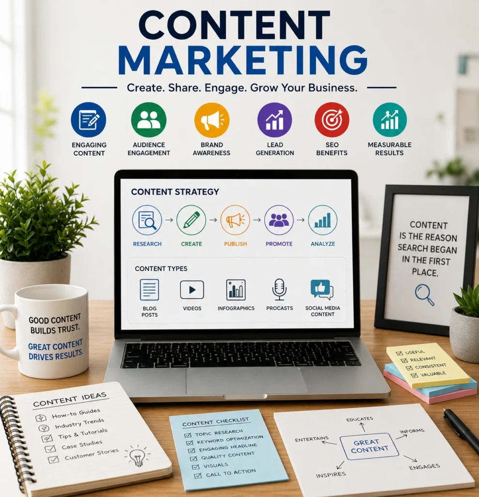 Content marketing services by a digital marketing agency in Vadodara to improve SEO and generate leads