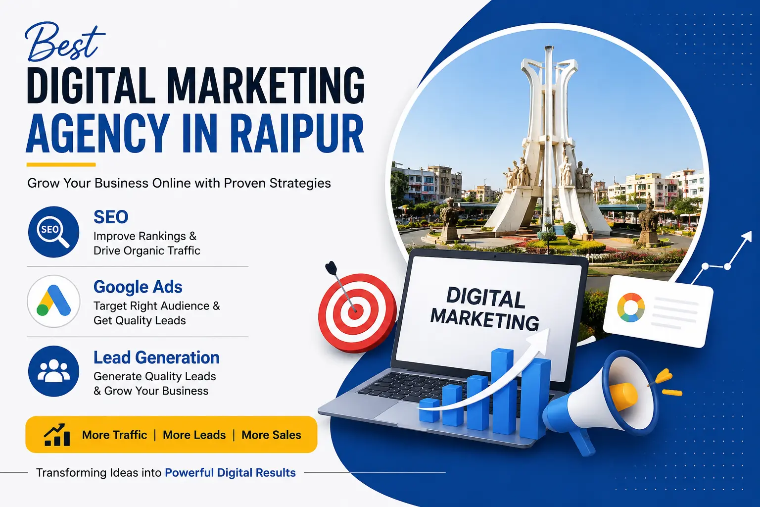 Best Digital Marketing Agency in Raipur offering SEO, Google Ads, PPC, and Lead Generation services for business growth.