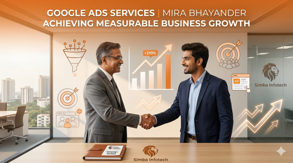Business consultant discussing successful Google Ads campaigns and lead generation strategies for business growth in Mira Bhayander.