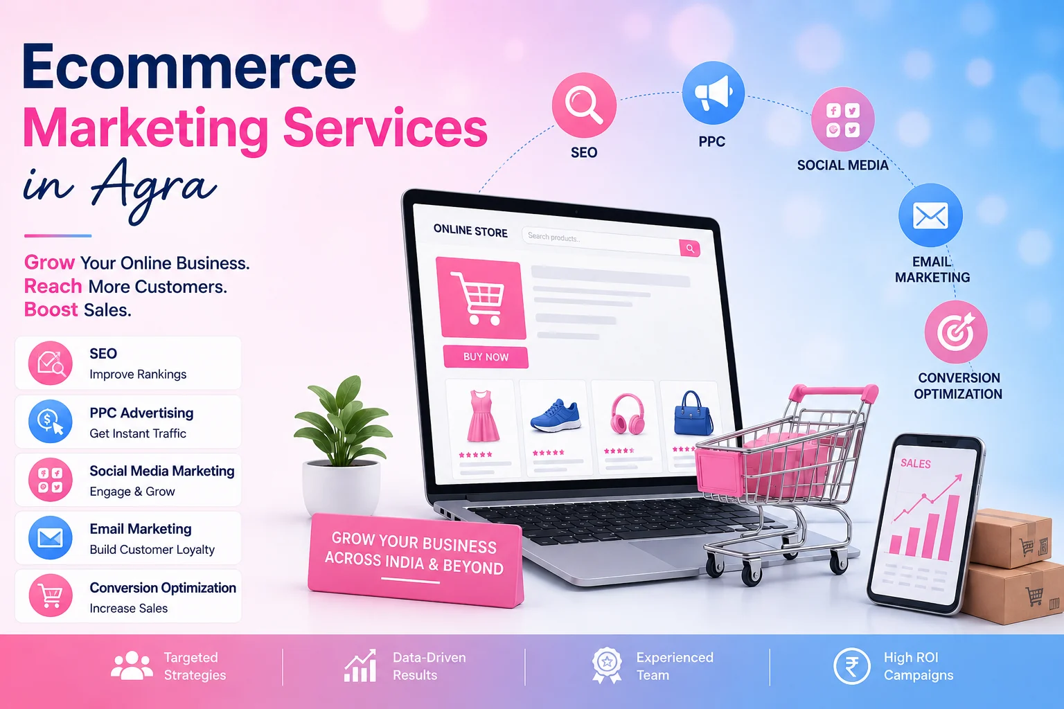 Agra business owner growing online sales with ecommerce marketing services