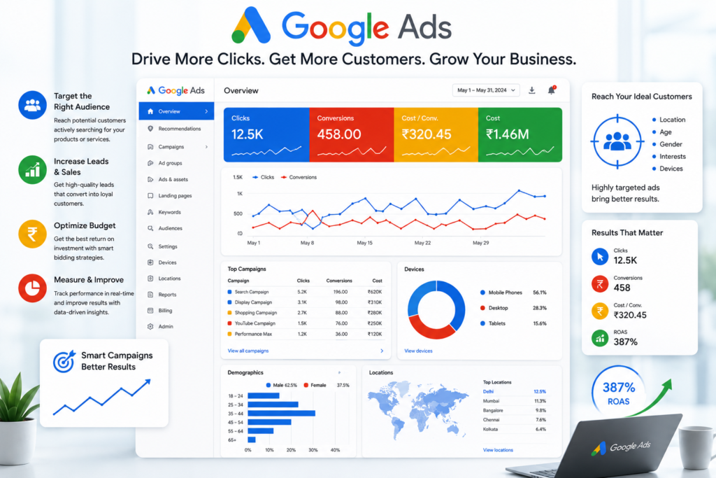Benefits of Google Ads including leads and conversions