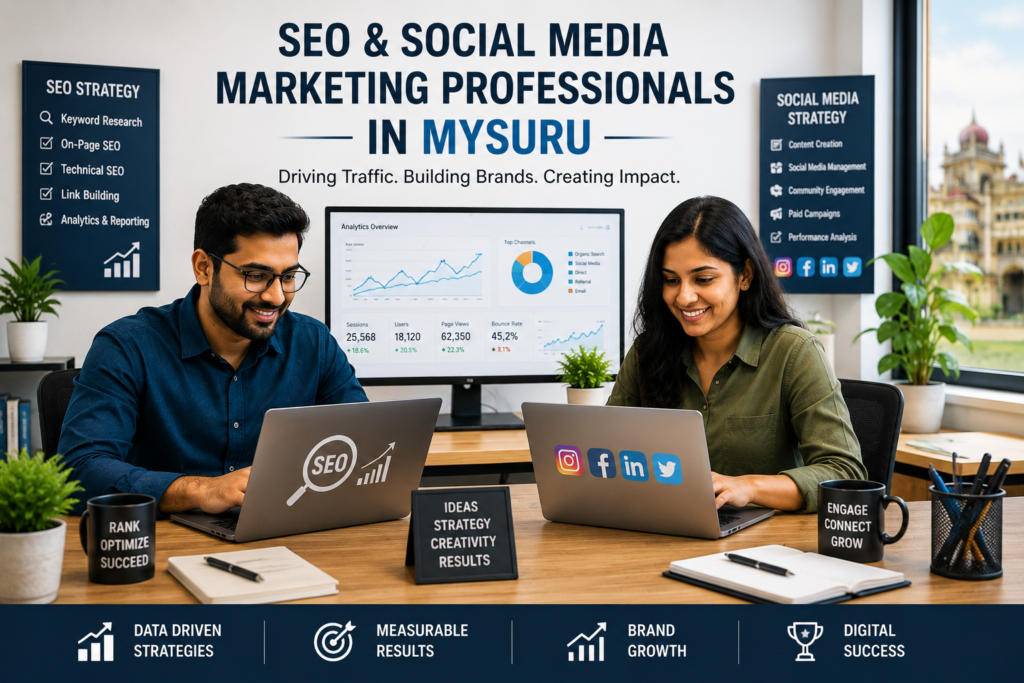 Digital marketing team working in Mysuru office